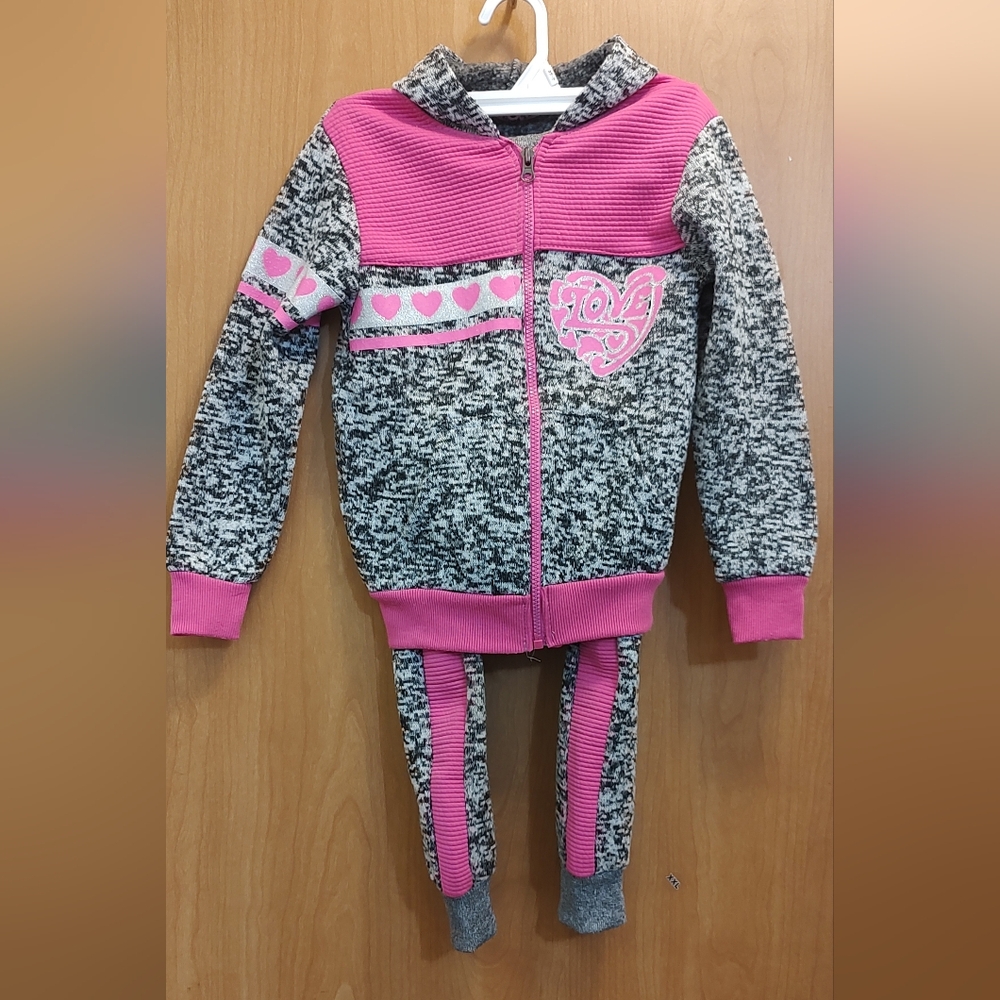 Black And Grey Love From The Heart Set With Pink Hearts  Size 6X